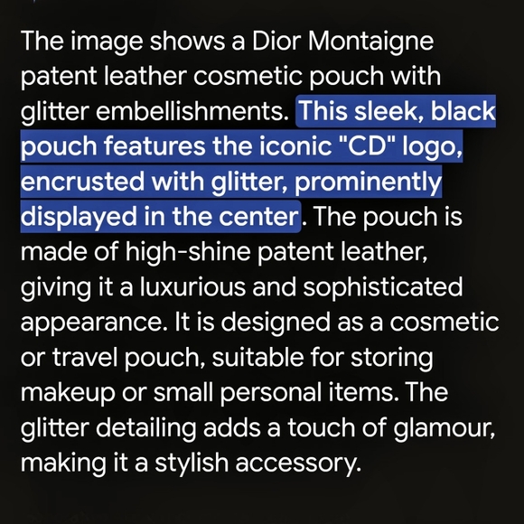 EUC Christian Dior Montaigne Patent Leather Clutch Black/Gold Glitter OS - Picture 5 of 5